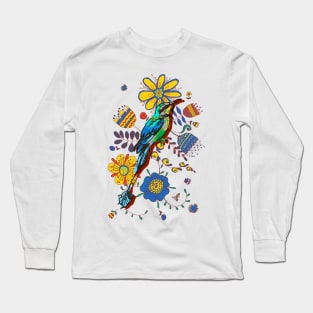 Bird and Flowers Long Sleeve T-Shirt